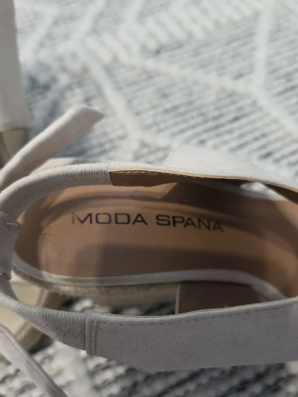 Moda Cream Espadrille Wedge Sandals with Ankle Tie